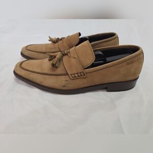 Hugo Boss Light Brown Tan Suede Tassel Loafers Size US 6.5